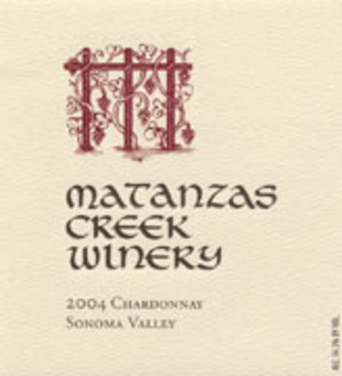 Matanzas Creek Sonoma County Chardonnay 2004 Front Label