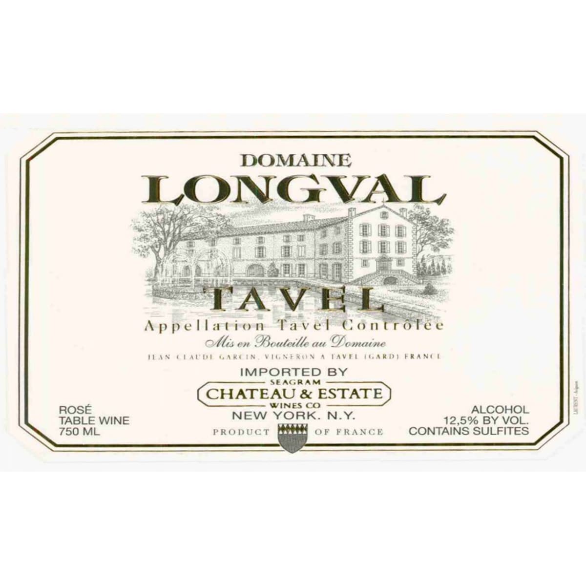 Dom. de Longval Tavel Rose 2005 Front Label