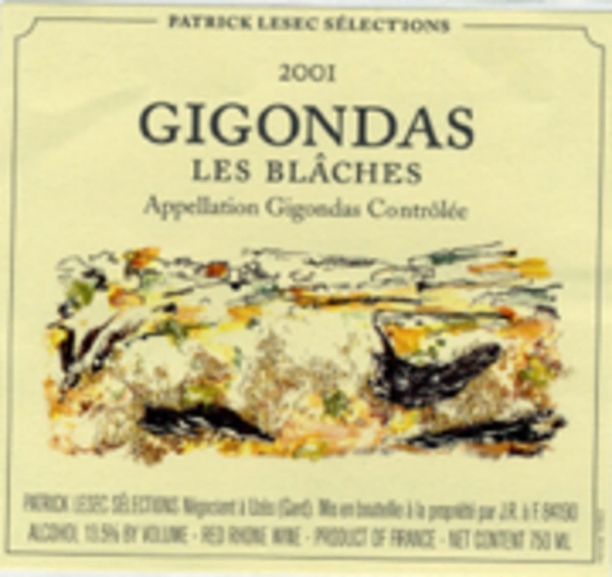 Patrick Lesec Gigondas Les Blaches 2001 Front Label