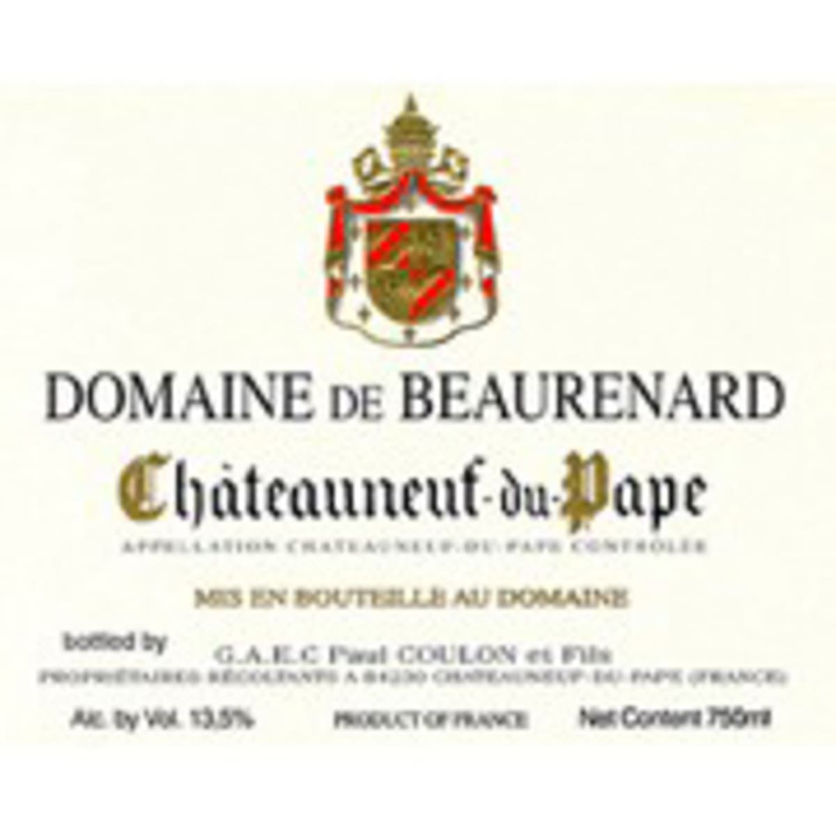 Domaine de Beaurenard Chateauneuf-du-Pape 2005 Front Label