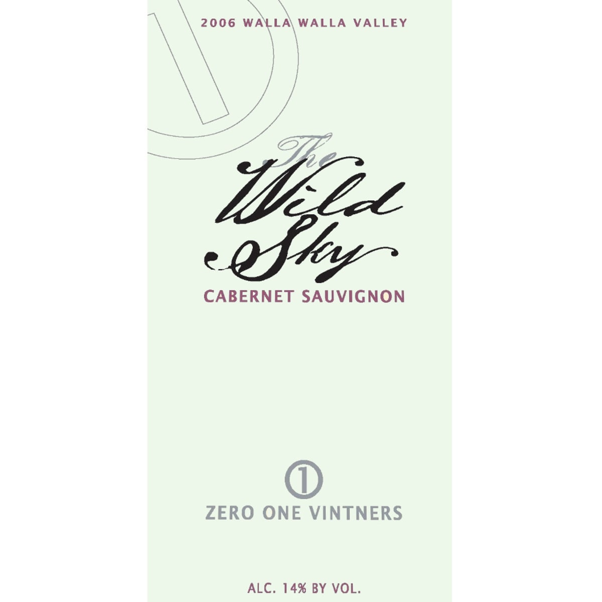 Zero One Vintners Wild Sky Cabernet Sauvignon 2006 Front Label