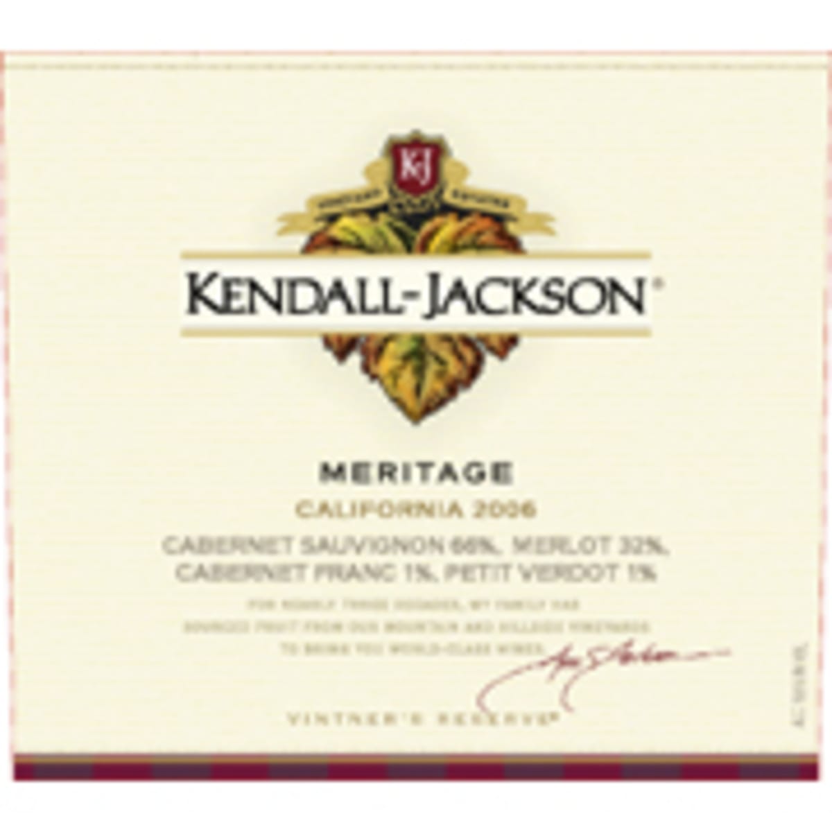 Kendall-Jackson Summation Red Blend 2006 Front Label