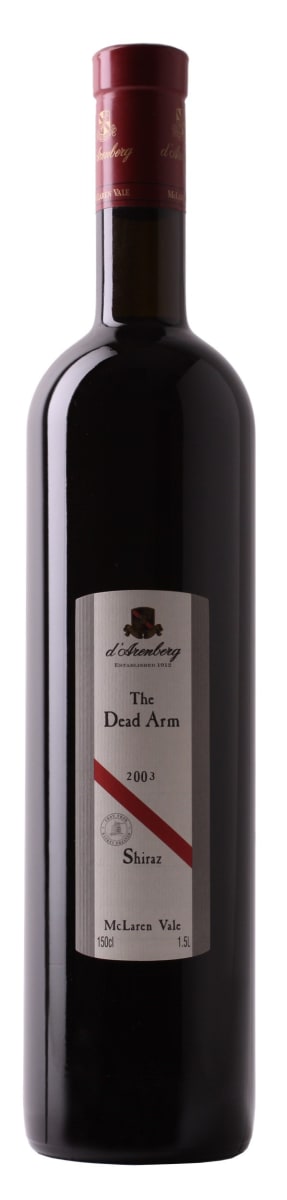 d'Arenberg The Dead Arm Shiraz (stained labels) 2003  Front Bottle Shot