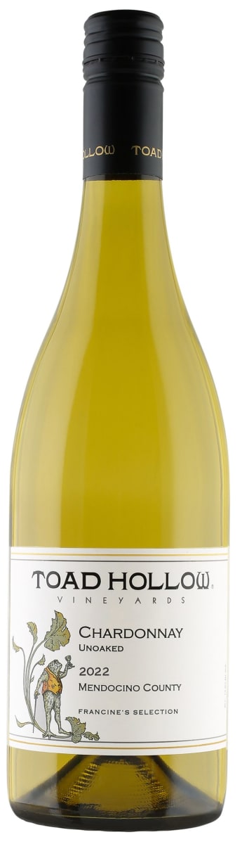 Toad Hollow Francine's Selection Unoaked Chardonnay 2022  Front Bottle Shot