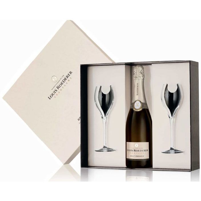 Louis Roederer Brut Premier Champagne Gift Boxed with 2 Glasses Gift Product Image