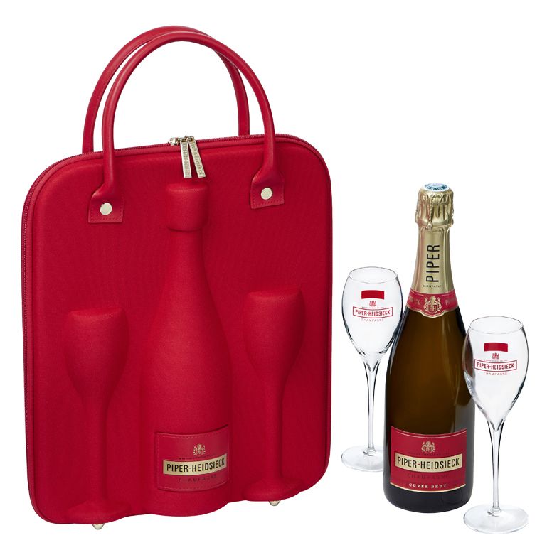 Piper-Heidsieck Cuvee Brut in Travel Case with Two Champagne Flutes Gift Product Image