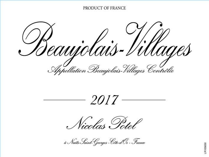 Nicolas Potel Beaujolais Villages 2017 Front Label