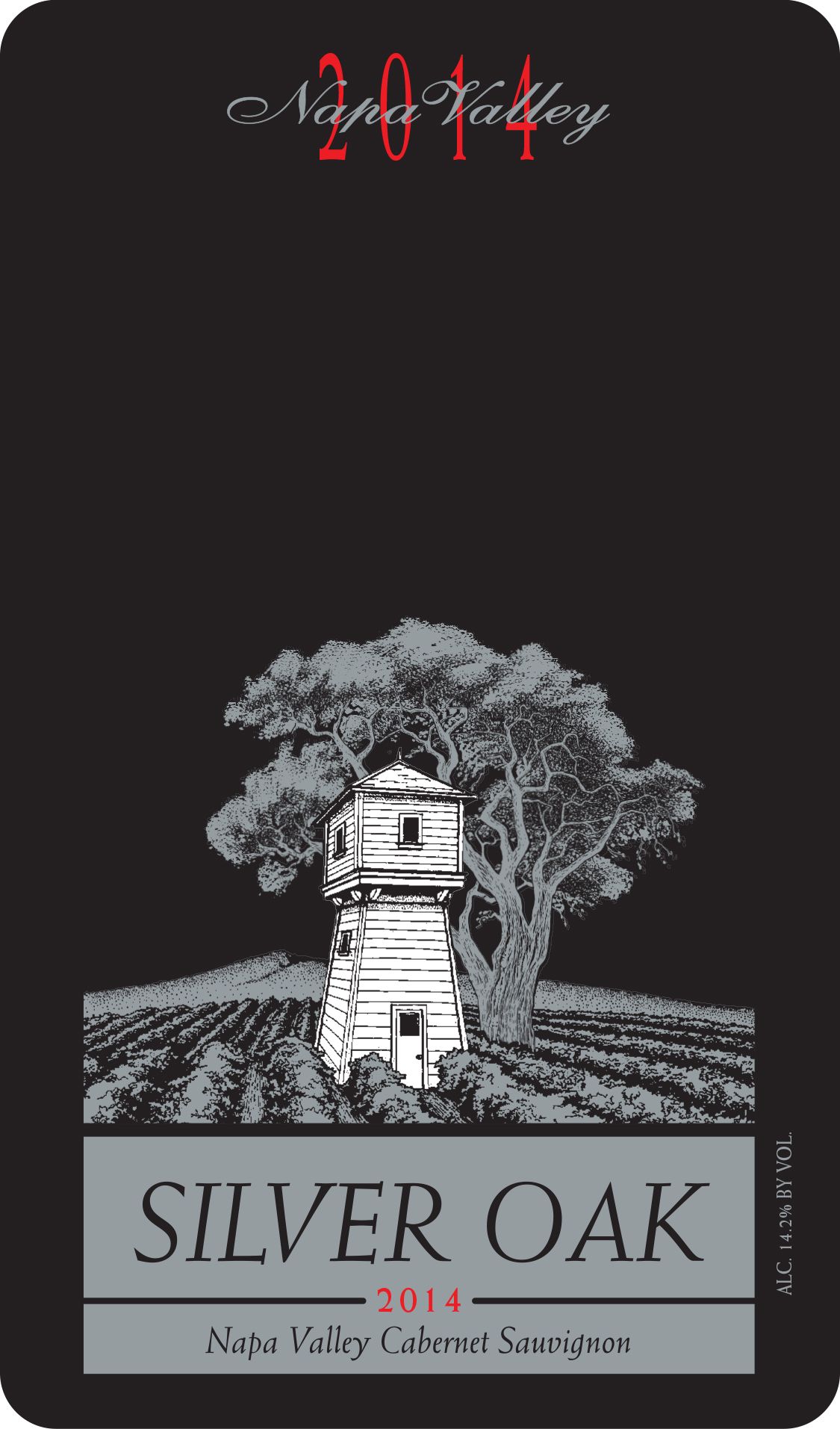 Flat front label of wine