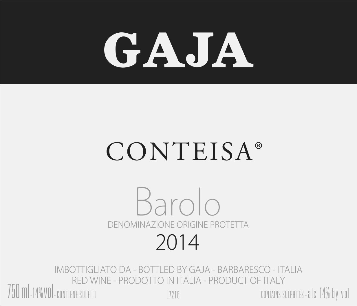 Flat front label of wine