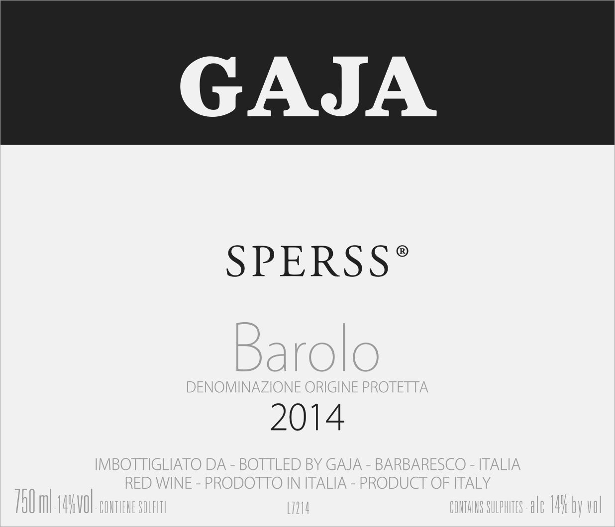 Flat front label of wine