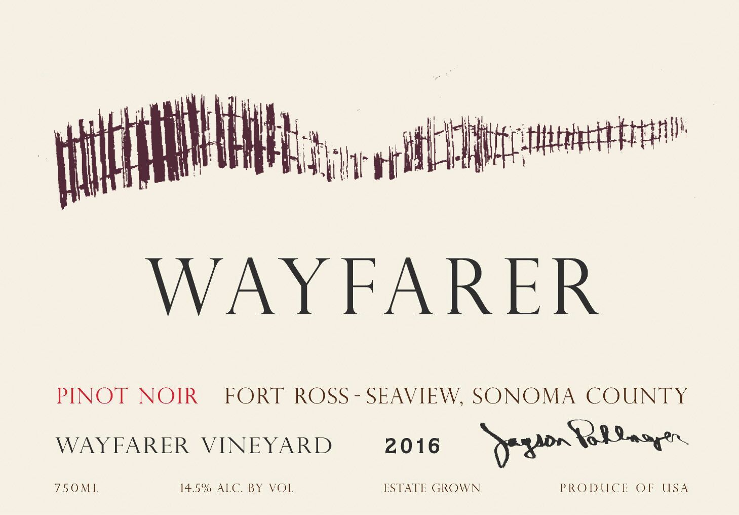 Flat front label of wine