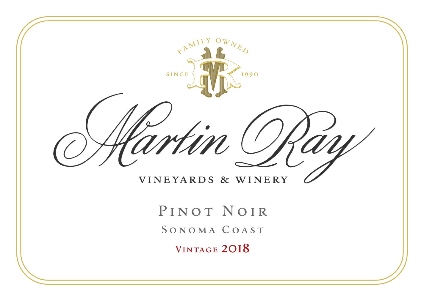 Martin Ray Sonoma Coast Pinot Noir 2018  Front Label