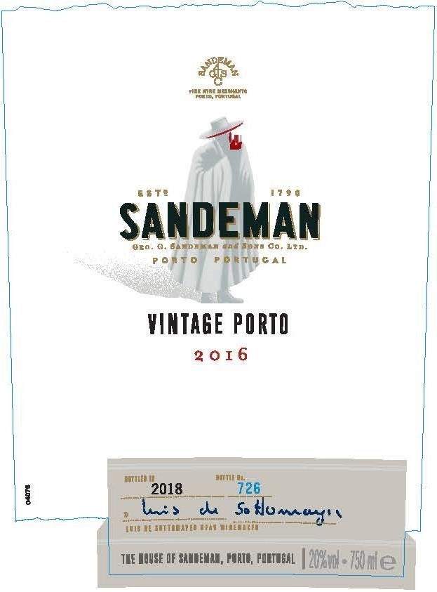 Sandeman Vintage Port 2016  Front Label