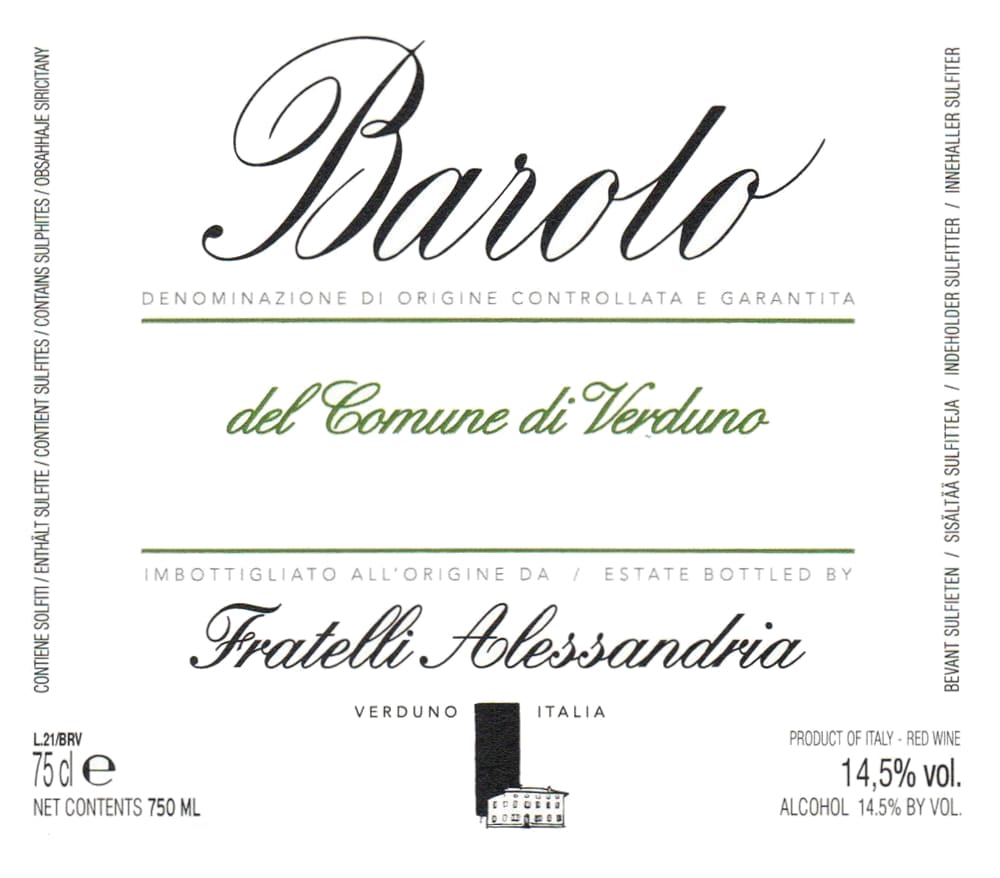 Fratelli Alessandria Barolo del Comune di Verduno 2021