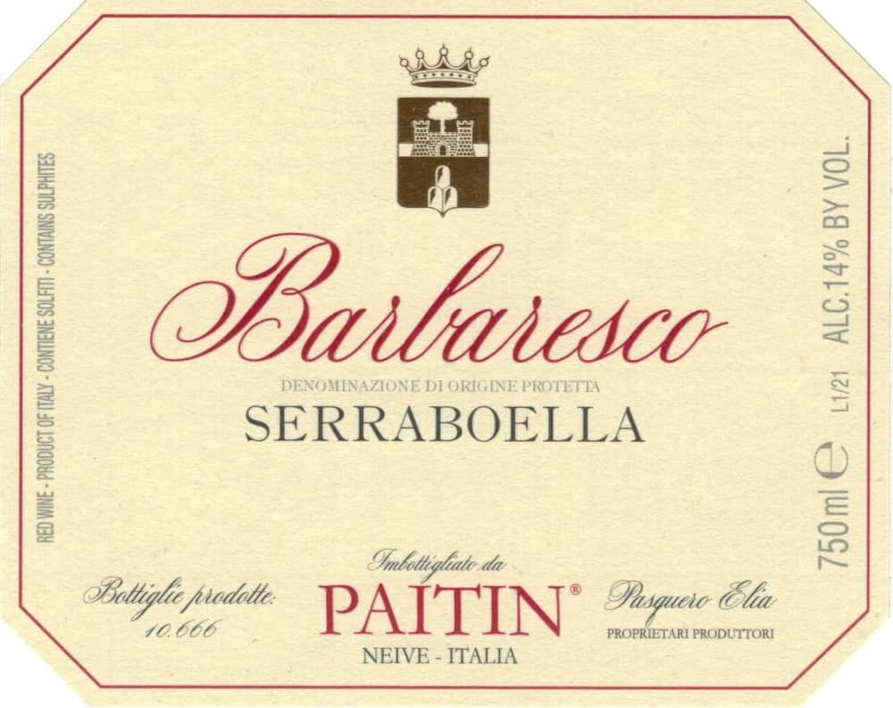 Paitin Barbaresco Serraboella 2022 Bottle