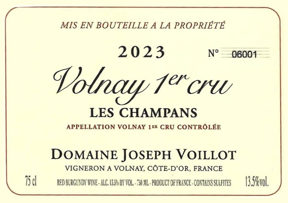 Domaine Joseph Voillot Volnay Les Champans Premier Cru 2023