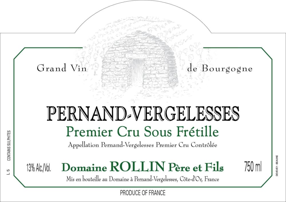 Domaine Rollin Pere et Fils Pernand-Vergelesses Sous Fretille Premier Cru Blanc 2023 Wine (75cl) product image