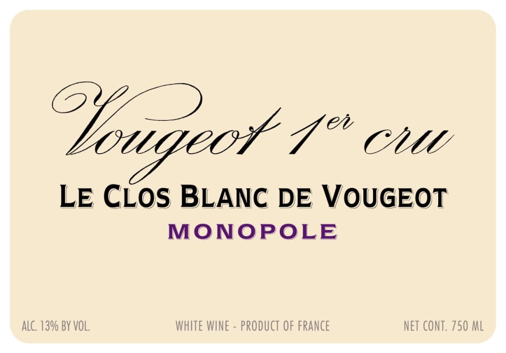 Domaine de la Vougeraie Vougeot Le Clos Blanc de Vougeot Monopole Premier Cru 2020