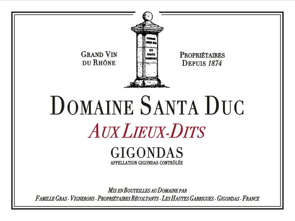 Domaine Santa Duc Aux Lieux Dits Gigondas 2022 Wine (75cl) product image