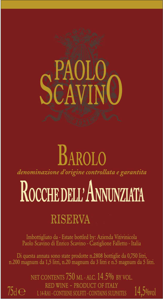 Paolo Scavino Barolo Rocche dell'Annunziata Riserva 2019