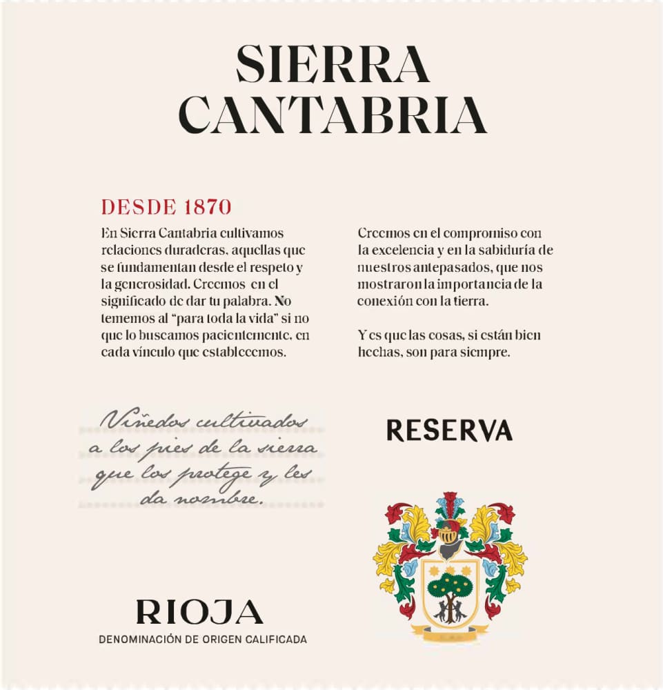 Sierra Cantabria Rioja Reserva 2018