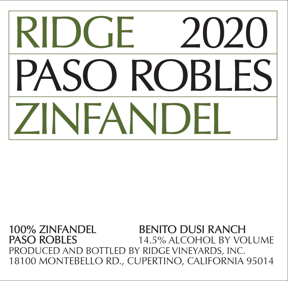 Ridge Paso Robles Zinfandel 2020