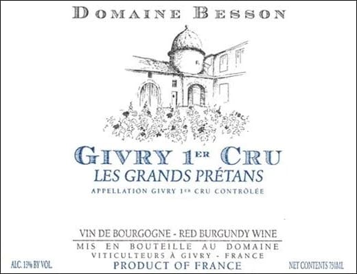 Domaine Besson Givry Les Grands Pretans Premier Cru 2023 (75cl)