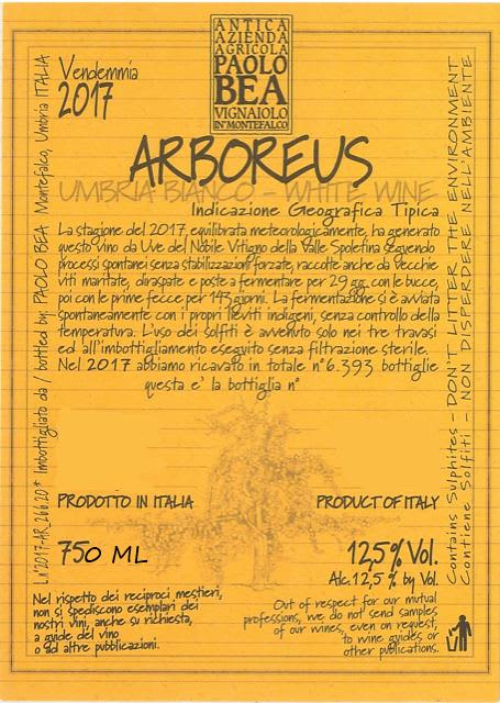 Paolo Bea Arboreus Trebbiano Spoletino 2017