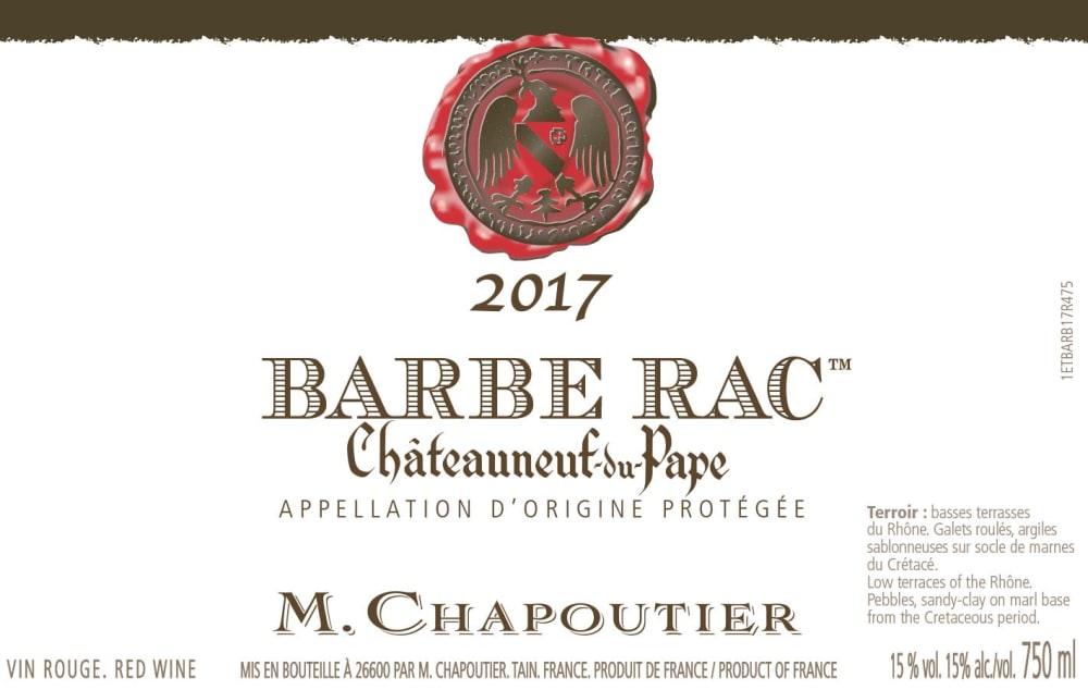 M. Chapoutier 2017 Chateauneuf-du-Pape Barbe Rac - Grenache Red Wine at Wine.com