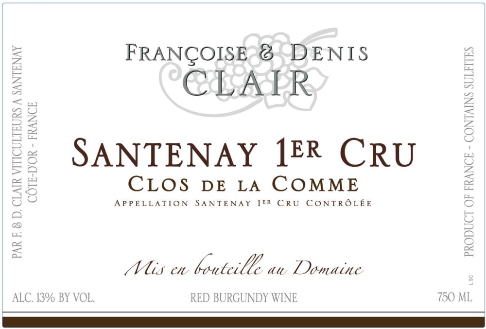 Francoise & Denis Clair 2015 Santenay Premier Cru Clos de la Comme - Pinot Noir Red Wine at Wine.com