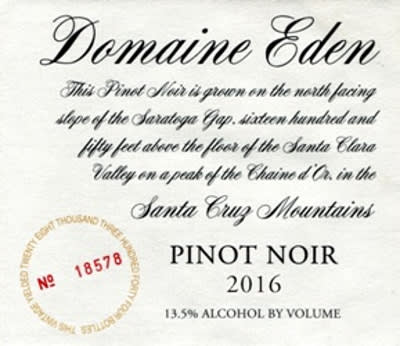Domaine Eden 2016 Pinot Noir - Red Wine at Wine.com