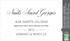 Domaine de Montille Nuits-Saint-Georges Aux Saints-Juliens 2012 Front Label