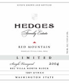 Hedges Family Estate Bel'Villa Vineyard North Block Syrah 2004 Front Label