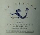 La Sirena Juliana Vineyard Sangiovese 1997 Front Label