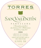 Torres San Valentin Parellada 2008 Front Label