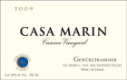 Casa Marin Casona Vineyard Gewurztraminer 2009 Front Label