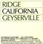 Ridge Geyserville 1998 Front Label