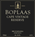 Boplaas Cape Vintage Reserve Port 2008 Front Label