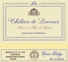 Chateau de Lisennes Bordeaux Cuvee Prestige Superieur 2012 Front Label