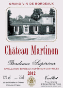 Chateau Martinon Bordeaux Superieur 2012 Front Label