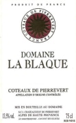 Domaine la Blaque Coteaux de Pierrevert Rouge 2014 Front Label