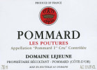 Domaine Lejeune Pommard Les Poutures Premier Cru 2010 Front Label