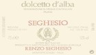 Renzo Seghesio Dolcetto d'Alba 2011 Front Label