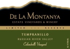 De La Montanya Winery Calandrelli Vineyard Tempranillo 2014 Front Label