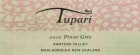 Tupari Wines Pinot Gris 2010 Front Label