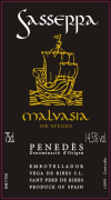 Vega de Ribes Sasserra Malvasia de Sitges 2012 Front Label