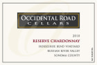 Occidental Road Cellars Horseshoe Bend Vineyard Reserve Chardonnay 2010 Front Label