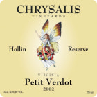 Chrysalis  Hollin Reserve Petit Verdot 2002 Front Label