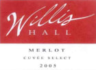 Willis Hall Select Cuvee Merlot 2005 Front Label