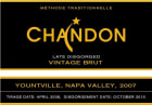 Chandon Late Disgorged Brut 2007 Front Label